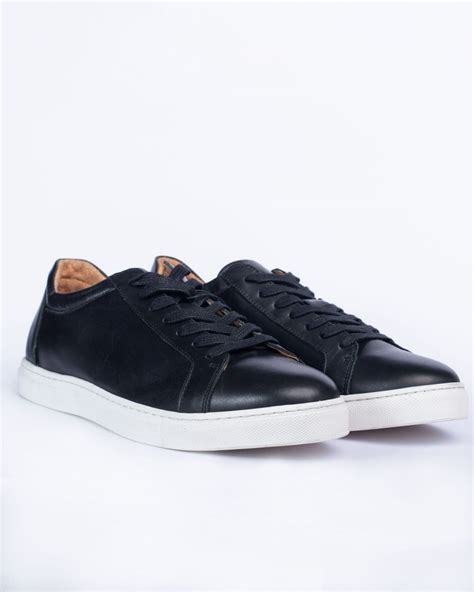 Leather Stock Sneakers in Black 